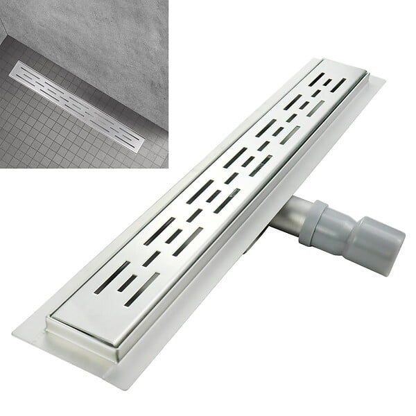 SANIVERRE - JAZY Caniveau de douche L.50 cm design linéaire, acier inoxydable, siphon anti-odeurs, drainage élevé - large