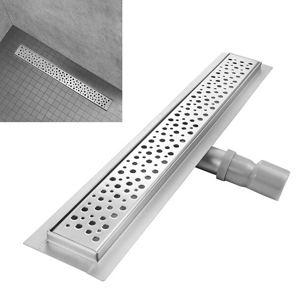 SANIVERRE - GUMI Caniveau de douche à l'Italienne motif bulle L.100 cm acier inoxydable, siphon anti-odeurs à débit élevé - large