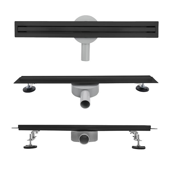 SANIVERRE - SAMY Caniveau de douche italienne compact noir L.70 cm siphon 360°, drainage 36l/min, hauteur réglable - large