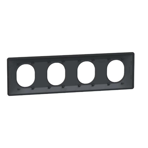 SCHNEIDER ELECTRIC - Plaque finition 4 postes horizontale anthracite entraxe 71 mm - Ovalis - Schneider - large