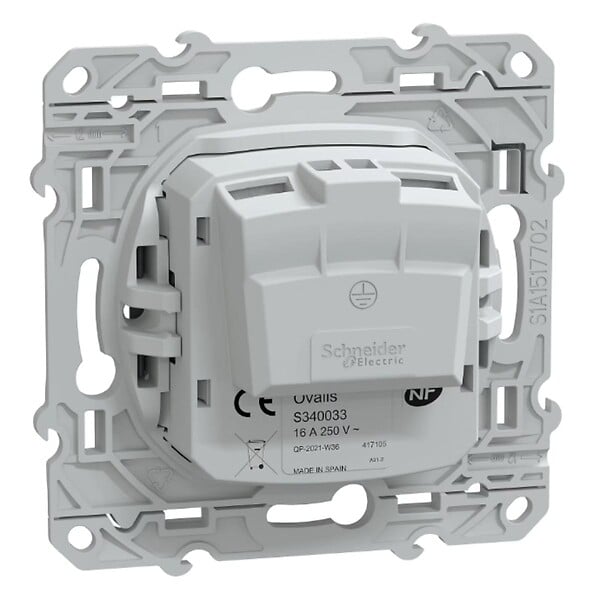 SCHNEIDER ELECTRIC - Prise à puits 2P 16A bornes vis anthracite - Ovalis - Schneider - large