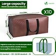 VOUNOT - Lot de 10 sacs de demenagement grand format avec sangles et poignee marron - vignette