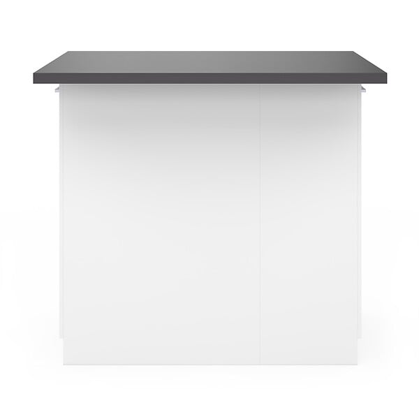 ID MARKET - Ilot central IVO 100 cm blanc avec plan de travail gris anthracite - large