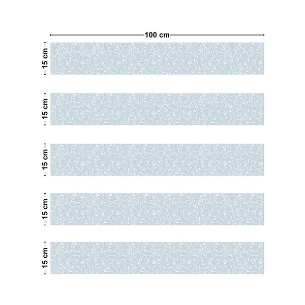 99DECO - Contremarches PVC pour escalier - floral bleu - Lot de 5 (15x100 cm) - large