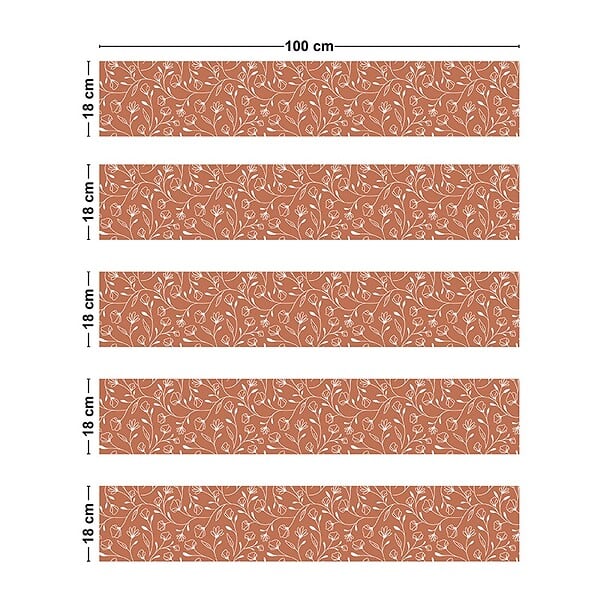 99DECO - Contremarches PVC pour escalier - floral rouge - Lot de 5 (18x100 cm) - large