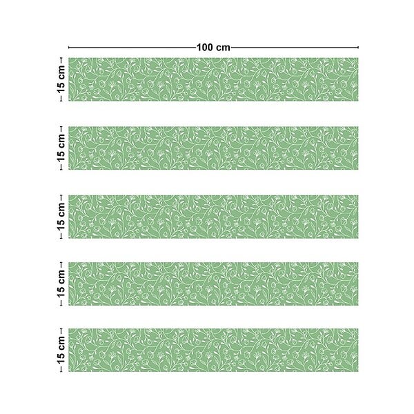 99DECO - Contremarches PVC pour escalier - floral vert - Lot de 5 (15x100 cm) - large