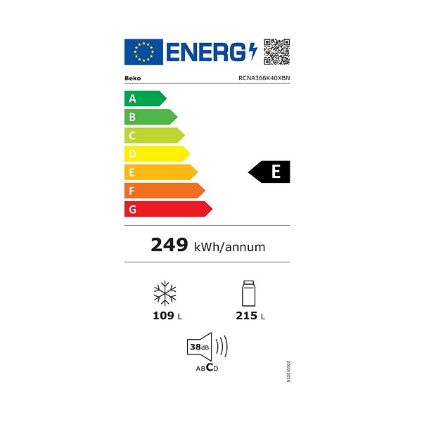 BEKO - réfrigérateur combiné 60cm 324l ventilé métal brossé - RCNA366K40XBN - large
