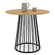 ID MARKET - Table à manger ronde YUNA 4 personnes plateau bois et pied filaire en métal noir 80 cm - vignette