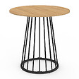 ID MARKET - Table à manger ronde YUNA 4 personnes plateau bois et pied filaire en métal noir 80 cm - vignette