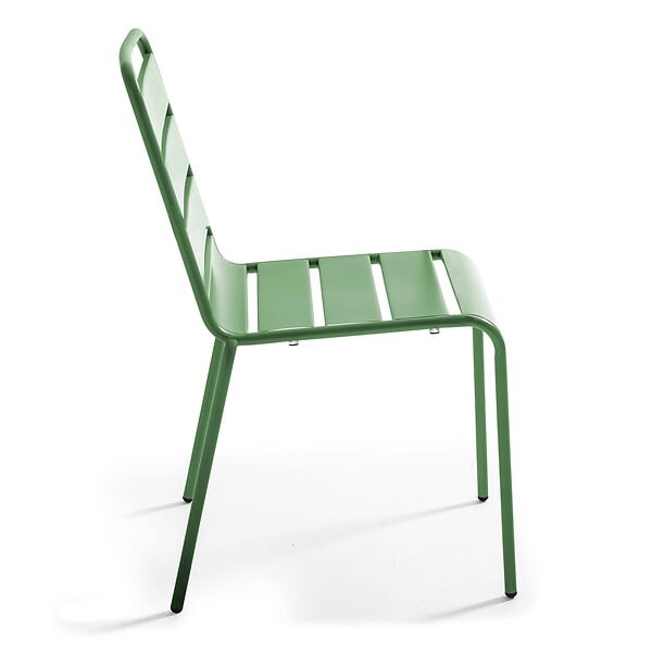OVIALA - Chaise de jardin en métal vert cactus - Palavas - large