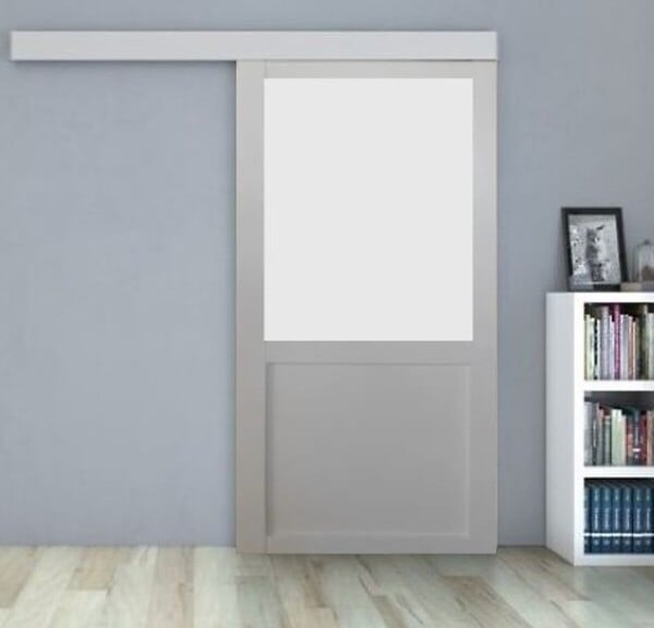 GD MENUISERIES - Porte Coulissante Athena Blanc H204 x L73 cm, Rail Alu - large