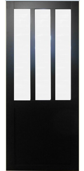 GD MENUISERIES - Porte Coulissante Atelier Noir vitre depoli H204 x L73 cm, Rail alu Bandeau Noir - large