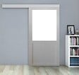 GD MENUISERIES - Porte Coulissante Atelier Blanc H204 x L73 cm sans meneau, Rail alu Bandeau Blanc - vignette