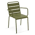 OVIALA - Fauteuil de jardin en métal vert kaki - Palavas - vignette