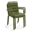 OVIALA - Fauteuil de jardin en métal vert kaki - Palavas - vignette