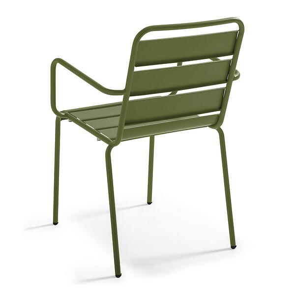 OVIALA - Fauteuil de jardin en métal vert kaki - Palavas - large