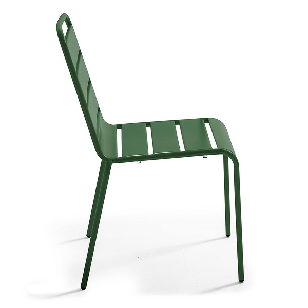 OVIALA - Chaise de jardin en métal vert forêt - Palavas - large