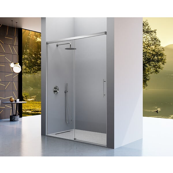 KASSANDRA - Paroi de douche fixe + Porte coulissante URBAN 144-147 cm - large