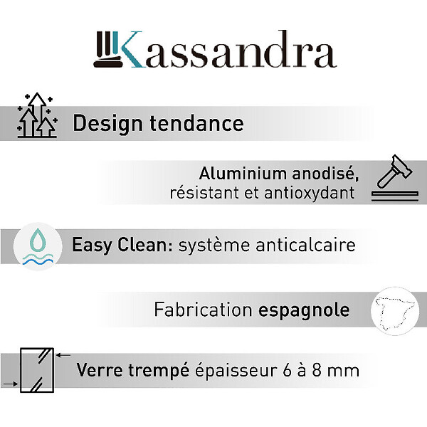 KASSANDRA - Paroi de douche fixe + Porte coulissante URBAN 101-104 cm - large