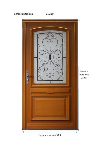 GD MENUISERIES - Porte d'entrée Bois Pleine Eyden, H215 x L90 cm Côte Tableau p.Gauche - large