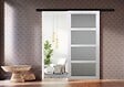 GD MENUISERIES - Porte Coulissante Tana blanc Vitrée H204 x L63 cm, Rail Alu bandeau noir - vignette