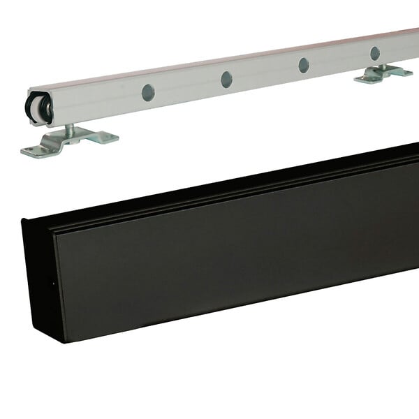 GD MENUISERIES - Porte Coulissante Telia noir 4 panneaux H204 x L83 cm, Rail Alu bandeau noir - large
