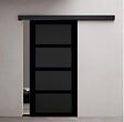 GD MENUISERIES - Porte Coulissante Telia noir 4 panneaux H204 x L83 cm, Rail Alu bandeau noir - vignette