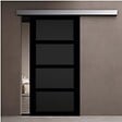 GD MENUISERIES - Porte Coulissante Telia noir 4 panneaux H204 x L83 cm, Rail Alu bandeau blanc - vignette