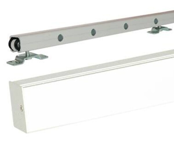 GD MENUISERIES - Porte Coulissante bois Frake Vitrage transparent H204 x L83 cm, rail alu bandeau blanc, coquilles - large
