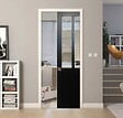 GD MENUISERIES - Porte Coulissante Atelier Noir H204 x L83 cm, Galandage, kit finition - vignette