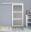 GD MENUISERIES - Porte Coulissante Kenya blanc Vitrée H204 x L83 cm, Rail Alu - vignette