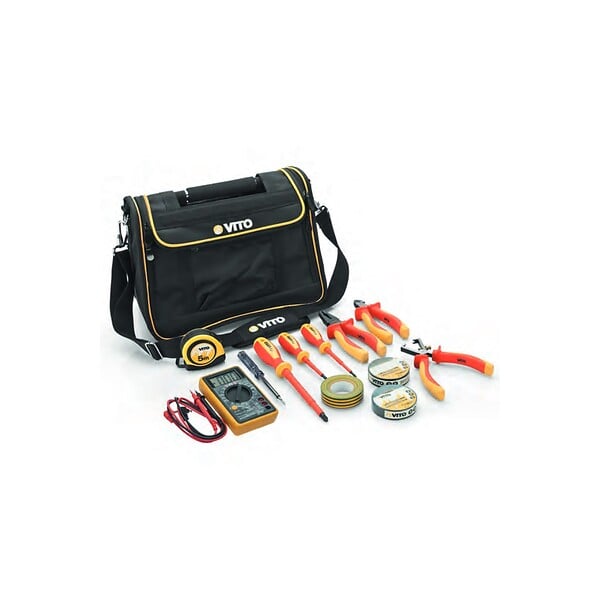 VITO - Sacoche professionnelle électricien 12 Outils Poignée acier renforcée Nylon haute Qualité Sac bandoulière VITO - large