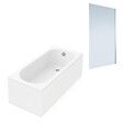 VILLEROY ET BOCH - Baignoire droite  Oberon quaryl 170 x 70 cm  + Pare bain droite AURYS Mist 1 chromé - vignette