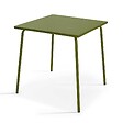 OVIALA - Table de jardin carrée en métal 70 cm 4 places vert kaki - Palavas - vignette