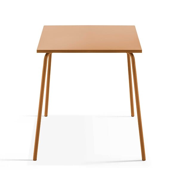 OVIALA - Table de jardin carrée en métal 70 cm 4 places caramel - Palavas - large