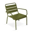 OVIALA - Fauteuil de jardin bas relax acier vert kaki - Palavas - vignette