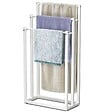 VOUNOT - Porte serviettes sur pied autoportant 3 niveaux blanc - vignette
