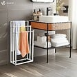 VOUNOT - Porte serviettes sur pied autoportant 3 niveaux blanc - vignette