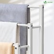 VOUNOT - Porte serviettes sur pied autoportant 3 niveaux blanc - vignette