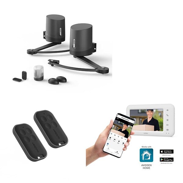 AVIDSEN - Pack 100% connecté avec motorisation portail battant Orane Connect + Visiophone Elia Smart 2 + 2 télécommandes supplémentaires - large