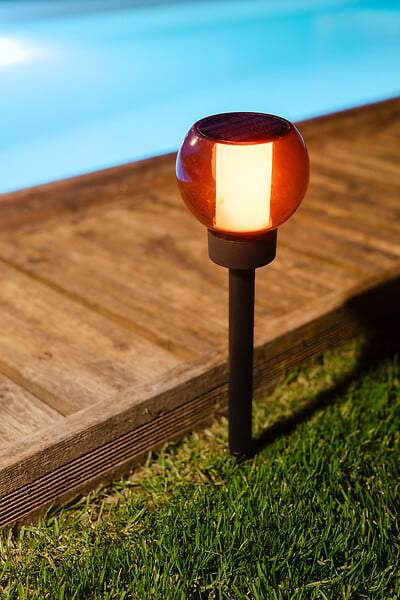 GALIX - Lanterne solaire effet flamme naturelle 12 LED SMD ambrée Ø 10,5cm H41cm - large