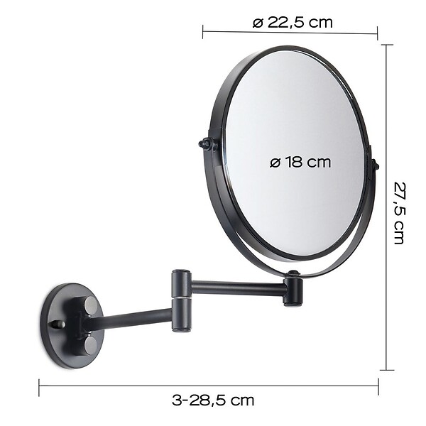 KIAMAMI VALENTINA - Miroir Mural Grossissant En Métal Noir Mat - large