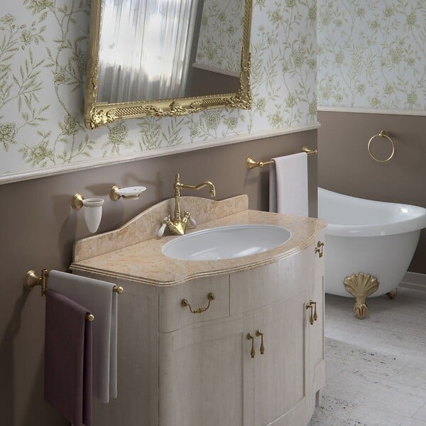KIAMAMI VALENTINA - Porte-Serviettes Mural En Acier Couleur Bronze 60Cm | Rosa - large