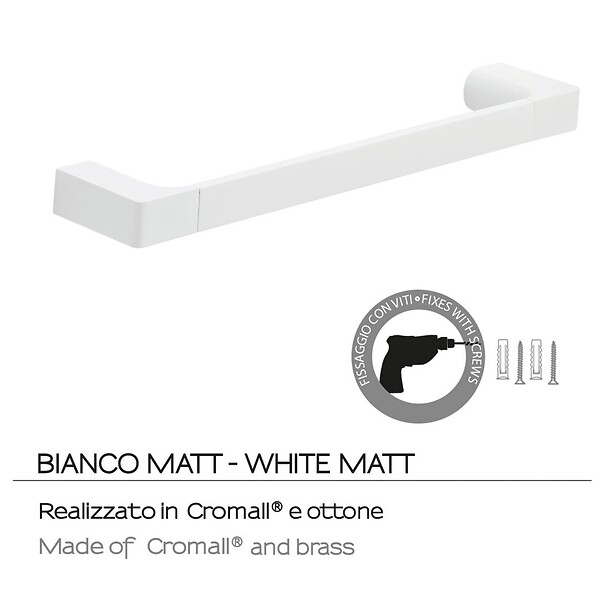 KIAMAMI VALENTINA - Porte-Serviettes 35 Cm Blanc Mat Laiton Chromé - Fixation Avec Vis Incluses | Giacinto - large