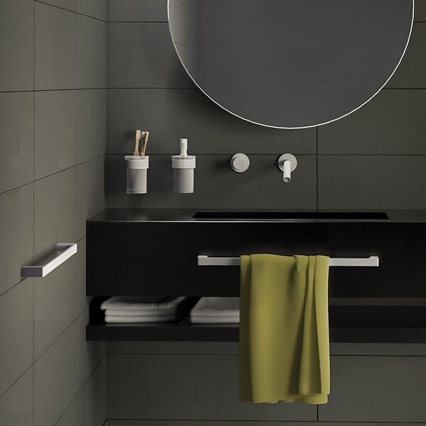 KIAMAMI VALENTINA - Porte-Serviettes 35 Cm Blanc Mat Laiton Chromé - Fixation Avec Vis Incluses | Giacinto - large