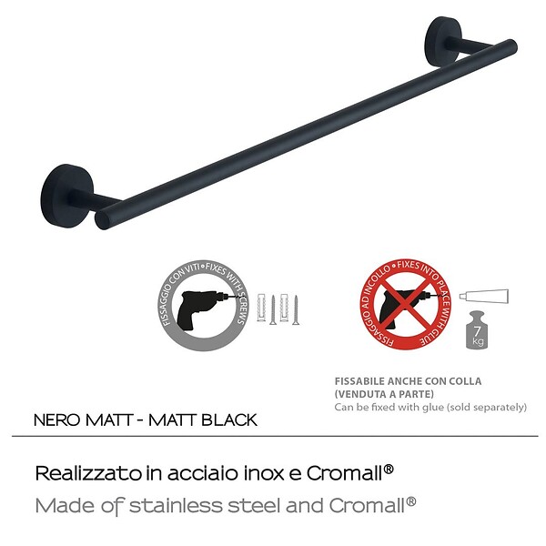 KIAMAMI VALENTINA - Porte-Serviettes 60 Cm Noir Mat Acier Inoxydable Fixation Murale  | Violetta - large