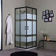 KIAMAMI VALENTINA - Paroi De Douche Coulissante Sérigraphiée 80X80 Avec Profilés Noirs Mats | City - vignette