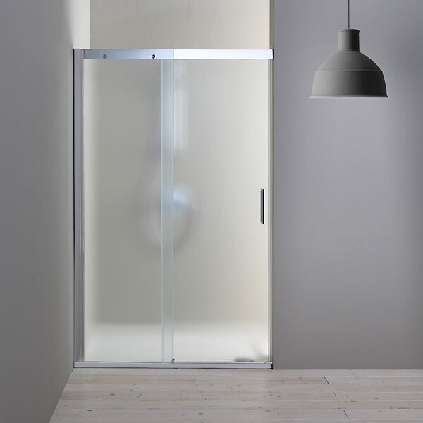 KIAMAMI VALENTINA - Porte De Douche En Niche Avec Paroi Fixe À Gauche Et Verre Satiné 140 Cm | Dream - large