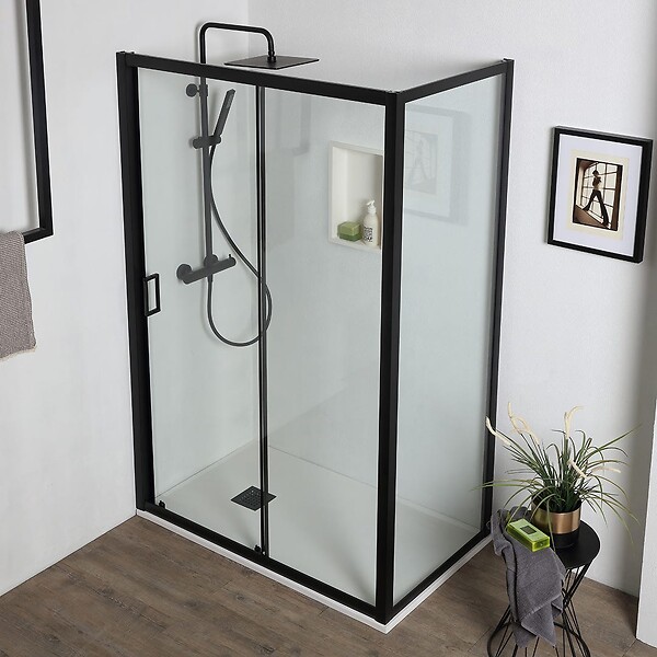 KIAMAMI VALENTINA - Porte De Douche Niche 100 Cm Porte Coulissante + Paroi Fixe 70 Cm | City - large
