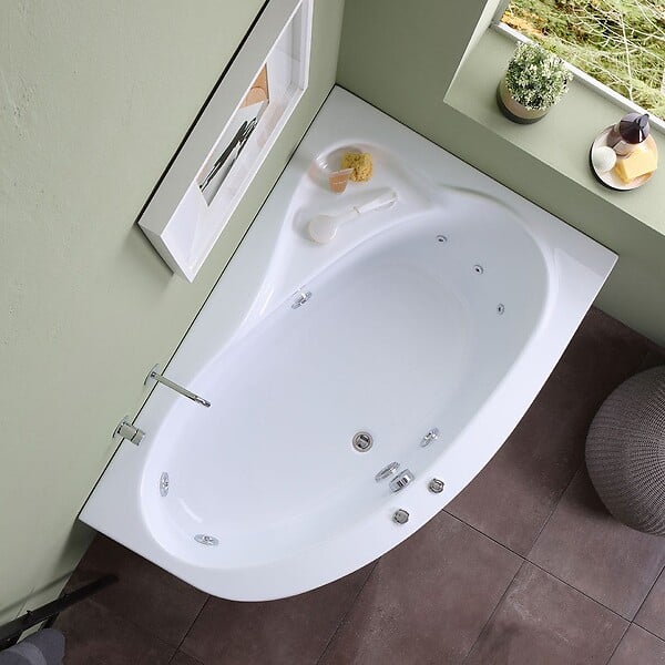 KIAMAMI VALENTINA - Baignoire D'angle Asymétrique Droite Avec Hydromassage | Ambra - large
